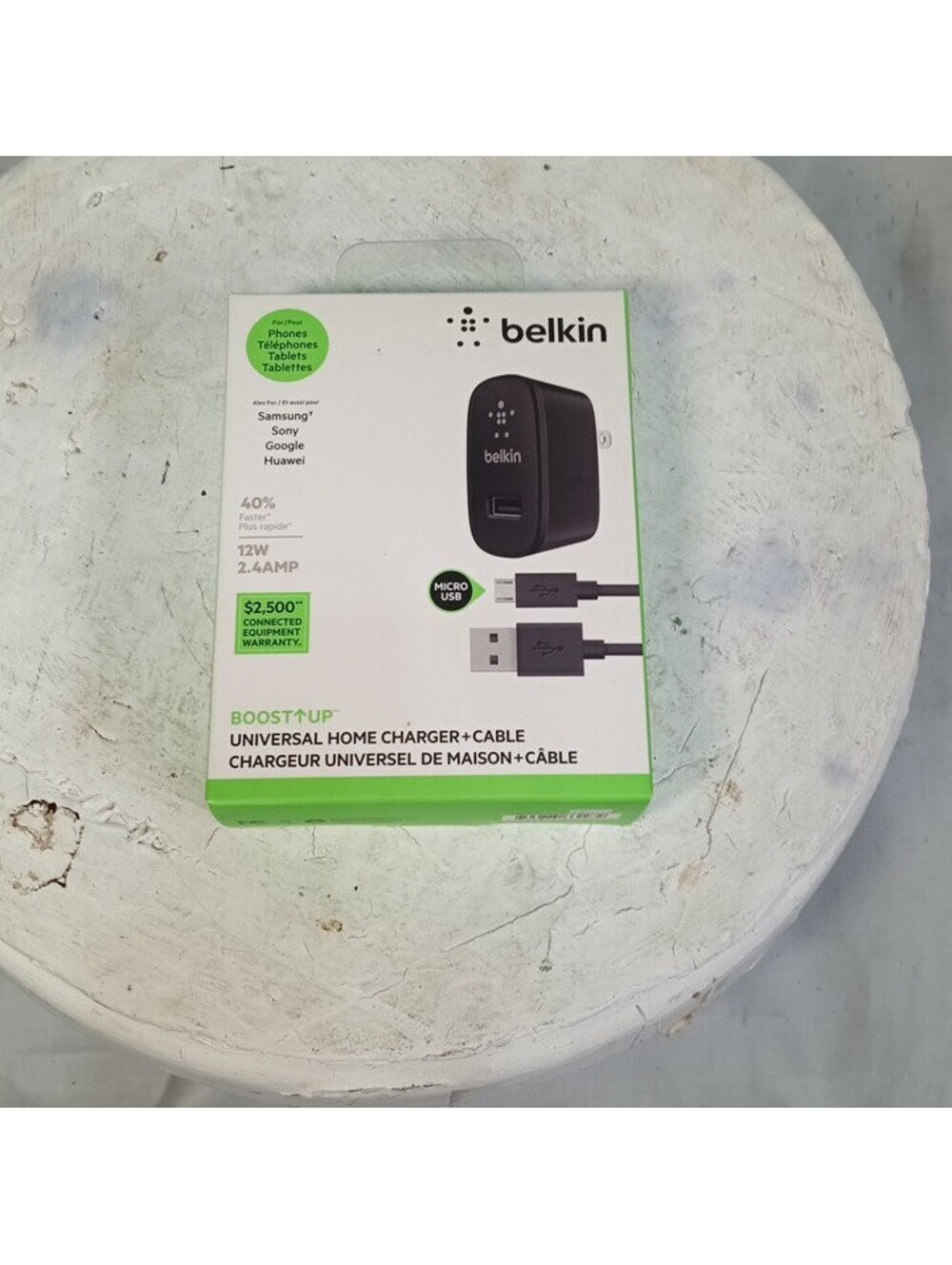 Belkin BoostUp F8M886 12W 2.4A USB Wall Charger Micro USB Cable Android Sealed